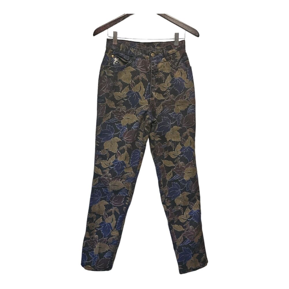 Vintage BRAXTON Jeans Stretch Black Floral‎ Size 10